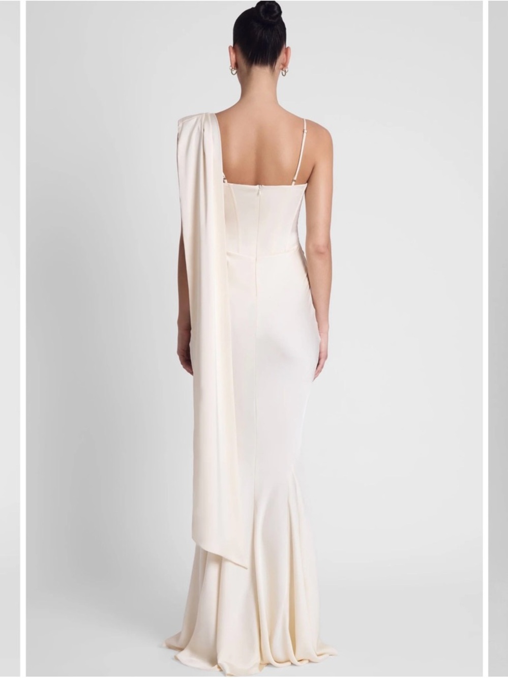 Ivory One-Shoulder Draped Maxi Gown - Picture 2 of 2